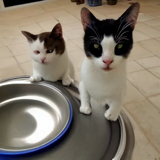 Prompt: two cats doing dishes