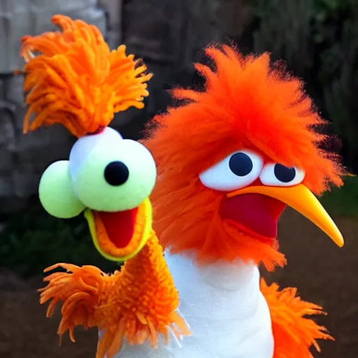 Image similar to clucky the goofy chicken muppet