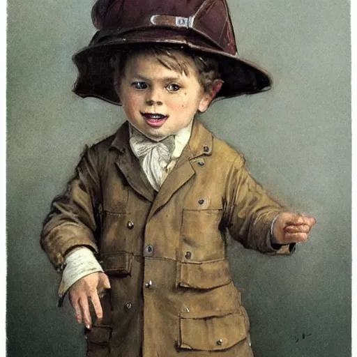 Image similar to (((((portrait of boy dressed as retro sciencepunk explorer costume . muted colors.))))) by Jean-Baptiste Monge !!!!!!!!!!!!!!!!!!!!!!!!!!!