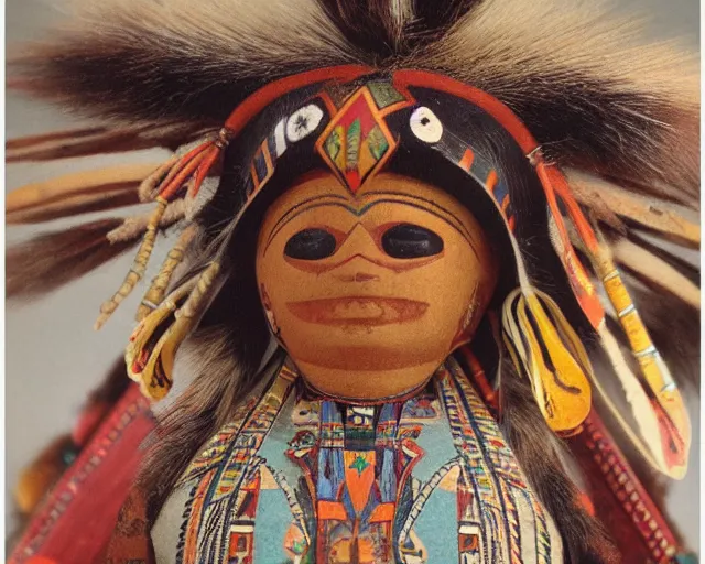 Image similar to detailed photo of a Hopi kachina dolls, by Alphonse Mucha, sharp high quality