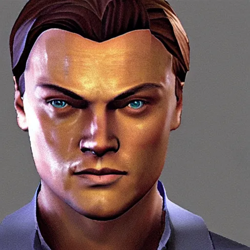 Prompt: low poly 3D model of Leonardo de Caprio in a game still of Resident Evil 1 1999