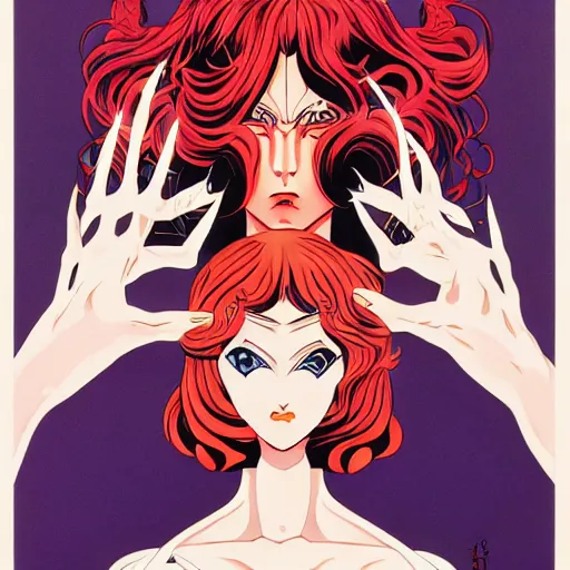 Prompt: hecate goddess, symbolic, super detailed, by hiroshi nagai, shotaro ishinomori, by ilya kuvshinov