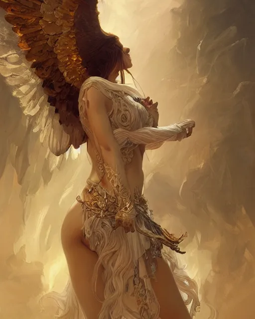 Prompt: portrait of an female fallen angel, d & d, fantasy, intricate, elegant, highly detailed, digital painting, artstation, concept art, smooth, sharp focus, illustration, art by artgerm and greg rutkowski and alphonse mucha