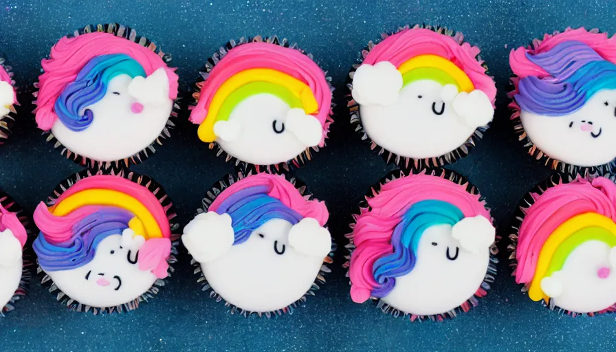 Image similar to unicorn rainbow cupcake designs 8 k
