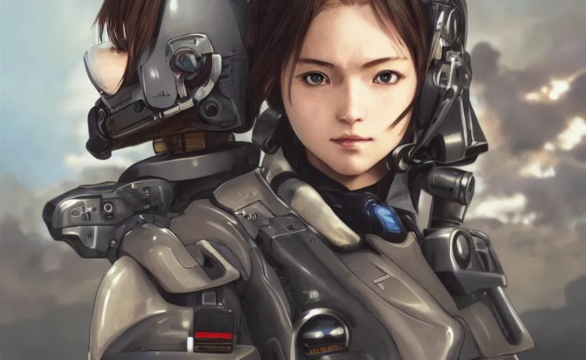 Image similar to zero pilot girl, cyborg aircraft parts, anime style, military pilot clothing, shoulder eyes, hair down, symmetrical facial features, from arknights, hyper realistic, 4 k, rule of thirds, extreme detail, detailed drawing, trending artstation, realistic lighting, by alphonse mucha, greg rutkowski, backlit