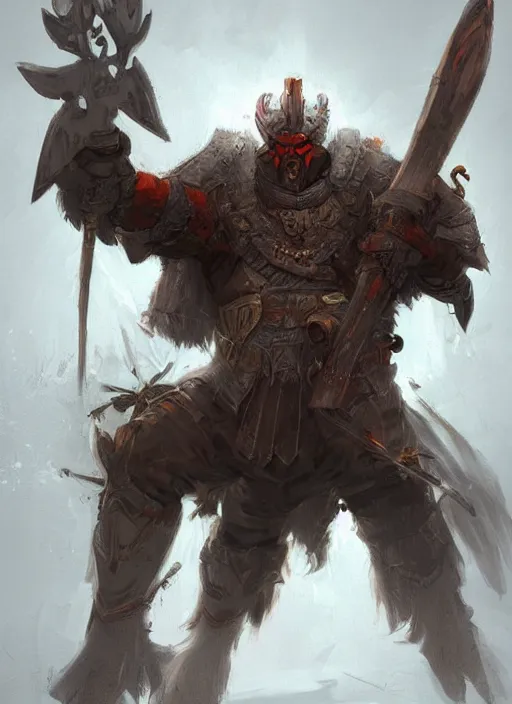 Image similar to warrior inspired a concept art Russian illustrator Roman Papsuev