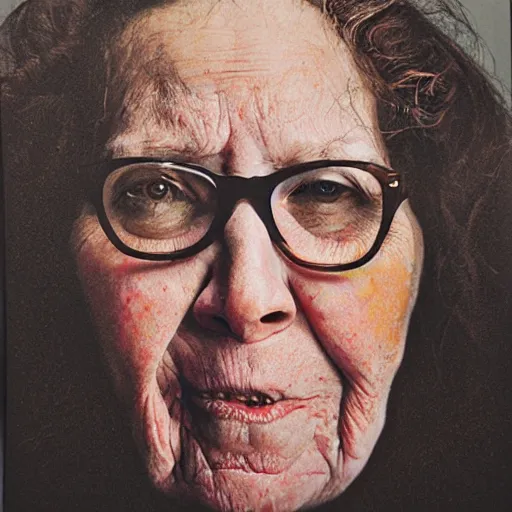 Prompt: three women, chuck close, class warfare