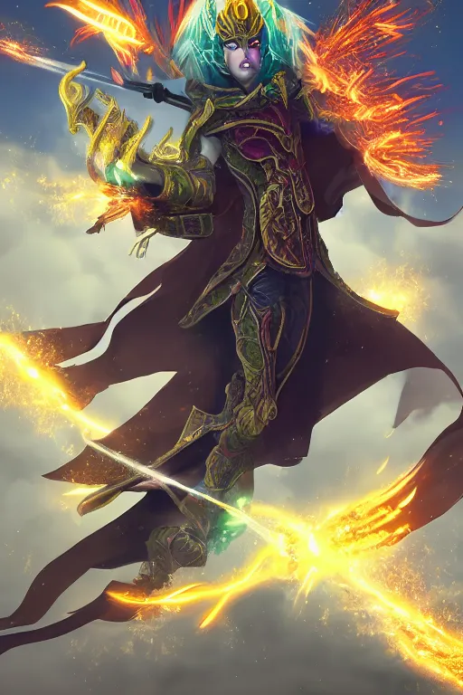 Image similar to majestic meteor mashing masked mage, fantasy, magic, digital art, trending on artstation, professional illustration, ultra detailed, celshaded, burst of power, boss fight