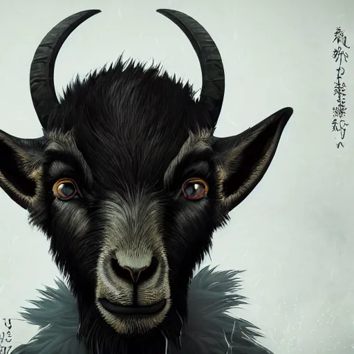 Image similar to portrait ofthe black goat of the woods with a thousand young, anime fantasy illustration by tomoyuki yamasaki, kyoto studio, madhouse, ufotable, square enix, cinematic lighting, trending on artstation