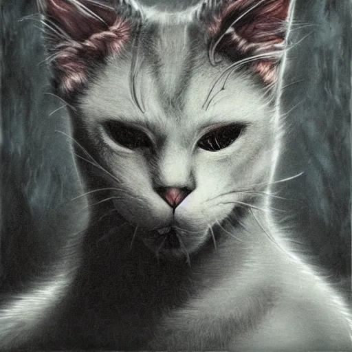 encaustic silverpoint kitty cat furry calico juggalo | Stable Diffusion ...