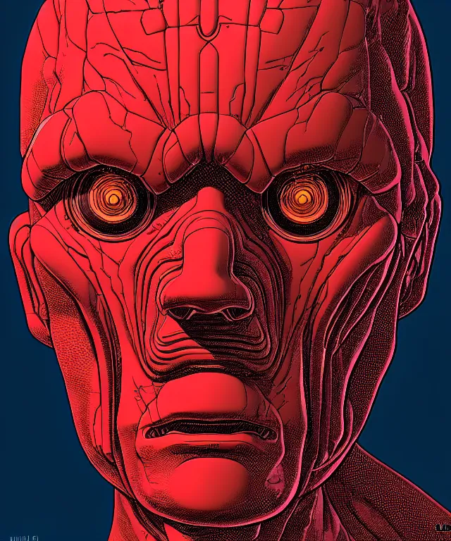 Image similar to a portrait of a machine mutant in the style of jean giraud in the style of moebius, symetrical facial, trending on artstation deviantart pinterest detailed realistic hd 8 k high resolution
