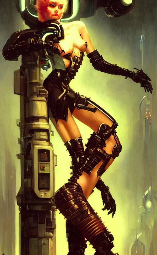 Image similar to pulp scifi fantasy illustrations of character concepts, cyber punk girl, burka, futuristic design, crafting, diy, by norman rockwell, roberto ferri, daniel gerhartz, edd cartier, jack kirby, howard brown, ruan jia, tom lovell, jacob collins, dean cornwell, astounding stories, amazing, fantasy, other worlds