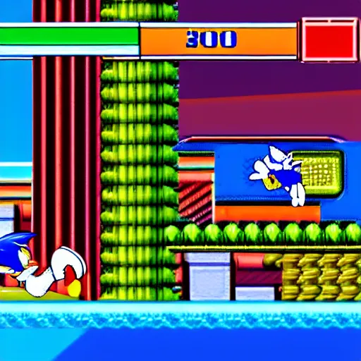 Image similar to sonic the hedgehog in jazz jackrabbit 2, in-game screenshot