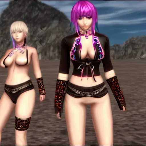 Image similar to portrait of ayane in dead or alive video game team ninja on the playa