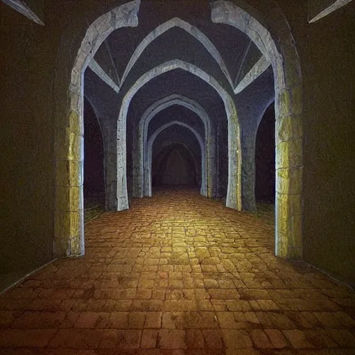 Image similar to “inside Castle from Legend Of Zelda: Ocarina of Time in the style of Zdzisław Beksiński. Trending on artstation”