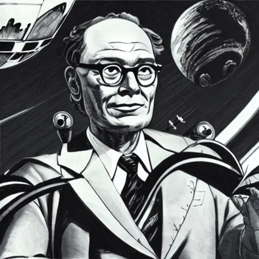 Prompt: isaac asimov flying a spaceship race ultraralistic