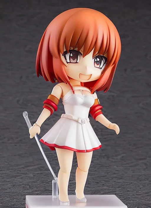 Prompt: 8 0 mm resin detailed miniature of an anime nendoroid of a lovely red - hair girl, figurine, detailed product photo, product introduction photos, 4 k, full body