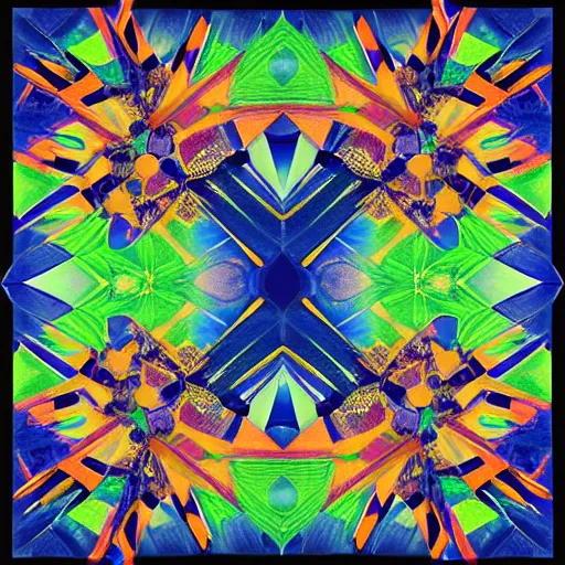 Image similar to Kaleidoscopia album cover art, solid geometric shapes, abstract, matte finish, Georg Baselitz, Leonard Baskin, Ida Applebroog