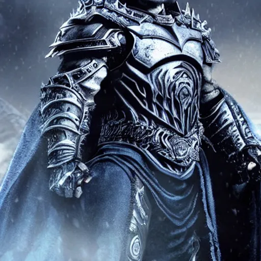 Prompt: Henry Cavill is arthas menethil the lich king realistic concept art