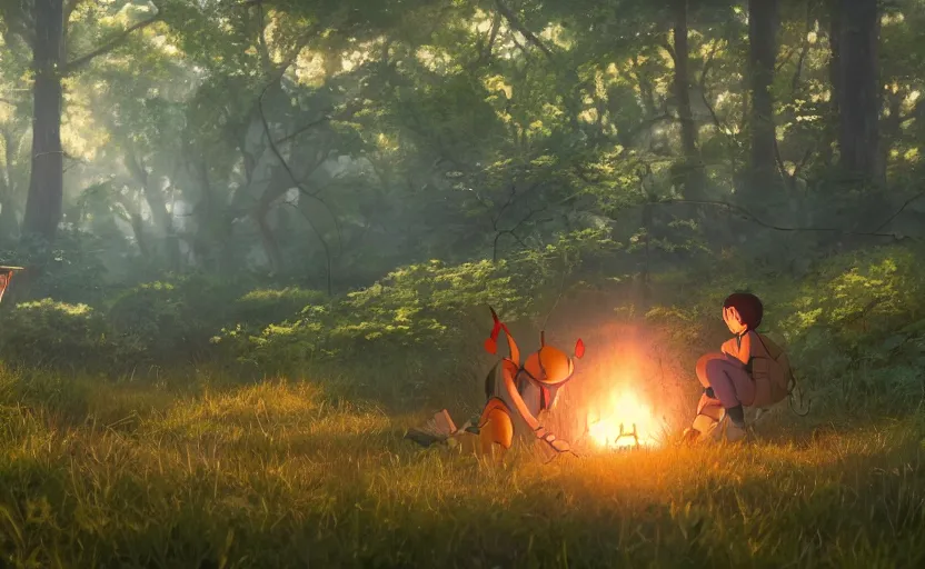 Image similar to a film still Grave of the fire flies, medium shot, waist up, studio Ghibli, Pixar and Disney animation, sharp, Rendered in Unreal Engine 5, anime key art by Greg Rutkowski, Bloom, dramatic lighting