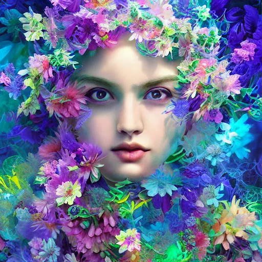 Image similar to a bouquet of ethereal big colorful transparent entangled flowers, direct sunlight, glowing, vivid, detailed painting, soft Houdini algorhitmic pattern, by Ross Tran, WLOP, artgerm and James Jean, masterpiece, award winning painting