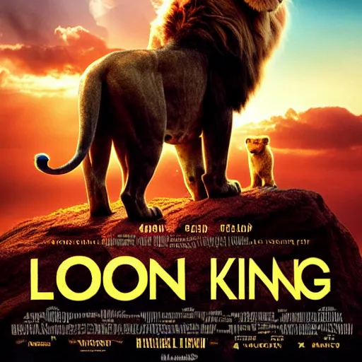 Prompt: a film poster of a new christopher nolan movie about the lion king