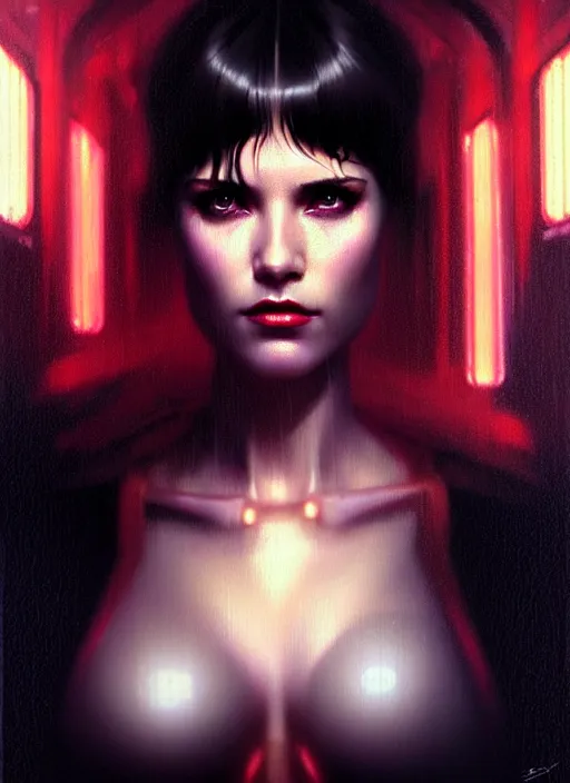 Prompt: ! dream hyper realistic portrait gorgeous, beautiful rachael rosen from blade runner, by greg rutkowski, scott m fischer, artgerm, loish, slight glow, atmospheric, anne stokes, alexandros pyromallis,