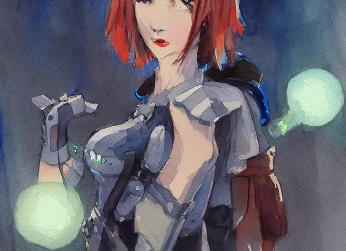 Image similar to concept art of comiket cosplay, pinterest, artstation trending, behance, watercolor, by coby whitmore, silver, laser light,