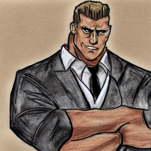 Prompt: courtroom sketch of duke nukem flexing, courtroom sketch, duke nukem