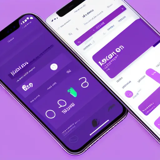 Image similar to An iPhone banking app, contemporary interface in violet color