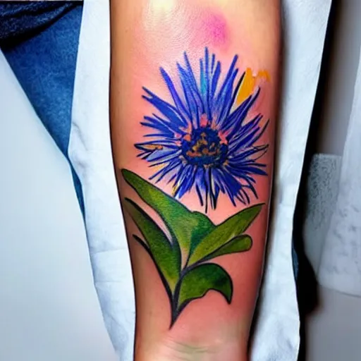 Image similar to great, beautiful painting tattoo watercolor cornflower, light, transperent