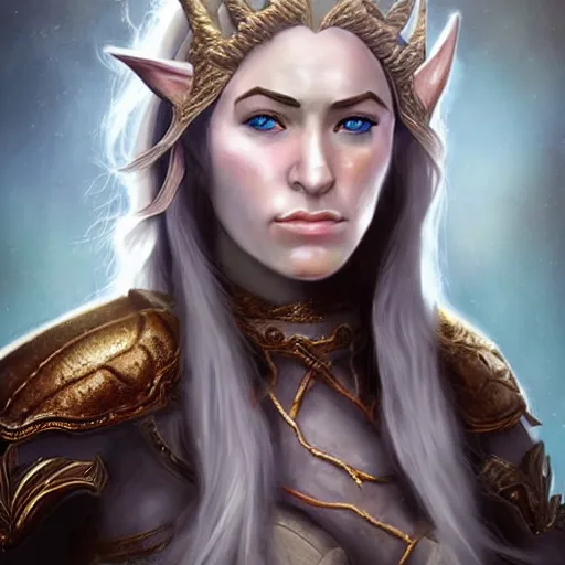 Prompt: a realistic portrat of a female elven warrior, made out of tiny spheres