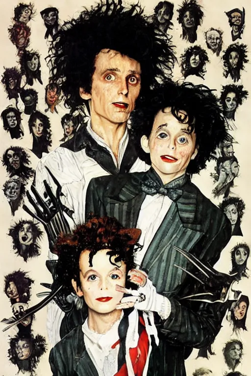 Image similar to edward scissorhands painted by norman rockwell