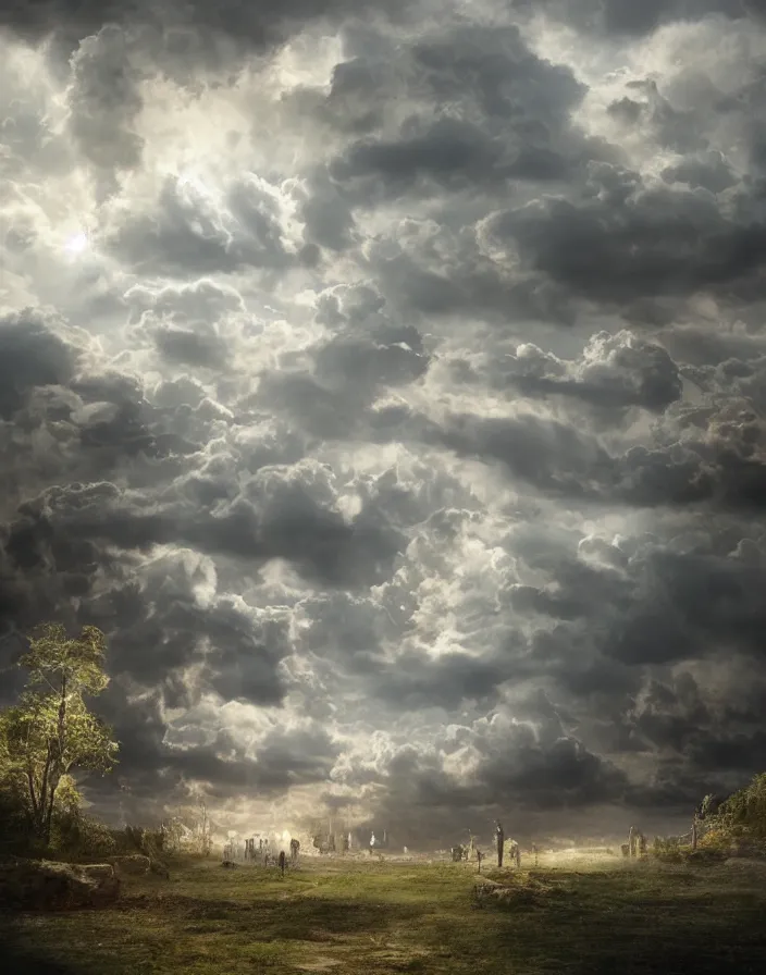 Image similar to open Gates of heaven in the clouds by paul chadeison, concept art, ultra realistic, super detailed, photorealistic, cinematographic, epic lighting, religious