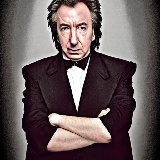 Image similar to Alan Rickman as Wolverine, portrait, photography