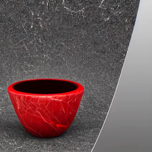 Image similar to a red shaded marble sculpture of leaf textured coffee cup by Zaha Hadid , 3d architecture, masterpiece