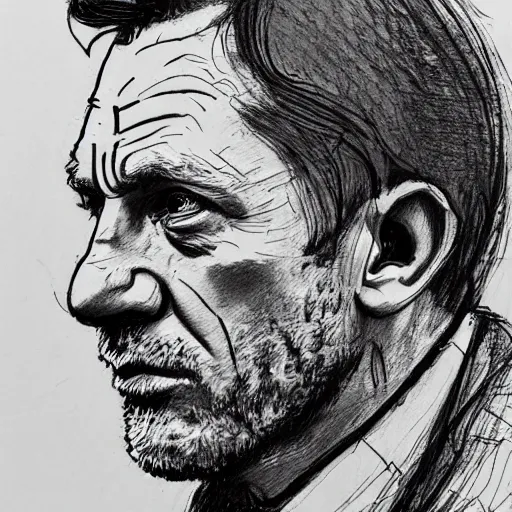 Prompt: a realistic yet scraggly portrait sketch of the side profile of a stern and sophisticated daniel craig, trending on artstation, intricate details, in the style of frank auerbach, in the style of sergio aragones, in the style of martin ansin, in the style of david aja, in the style of mattias adolfsson