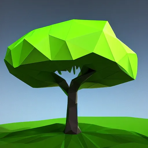 Prompt: a low poly game object green tree