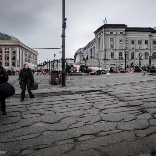 Image similar to oslo operahus getting bombed by terrorist, 8k , realistic, cloudy day,