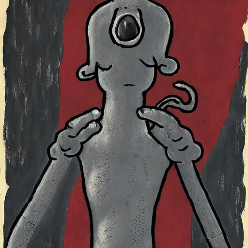 Prompt: squidward as a dark souls boss by rufino tamayo