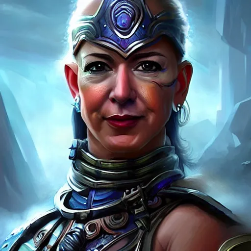 Image similar to Jeff Bezos as a female amazon warrior, 4k, artstation, cgsociety, award-winning, masterpiece, stunning, beautiful, glorious, powerful, fantasy art