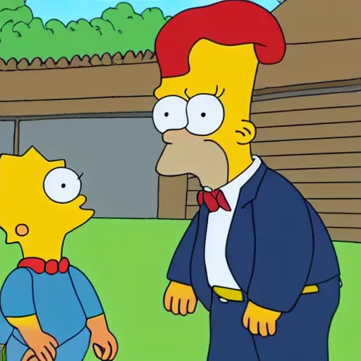 Image similar to melanchon is spanking a kid version of macron, in a episode from the simpson