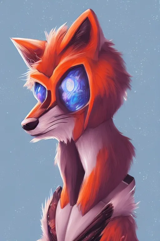 Image similar to a fox fursona, trending on artstation, by kawacy, furry art, digital art, cyberpunk