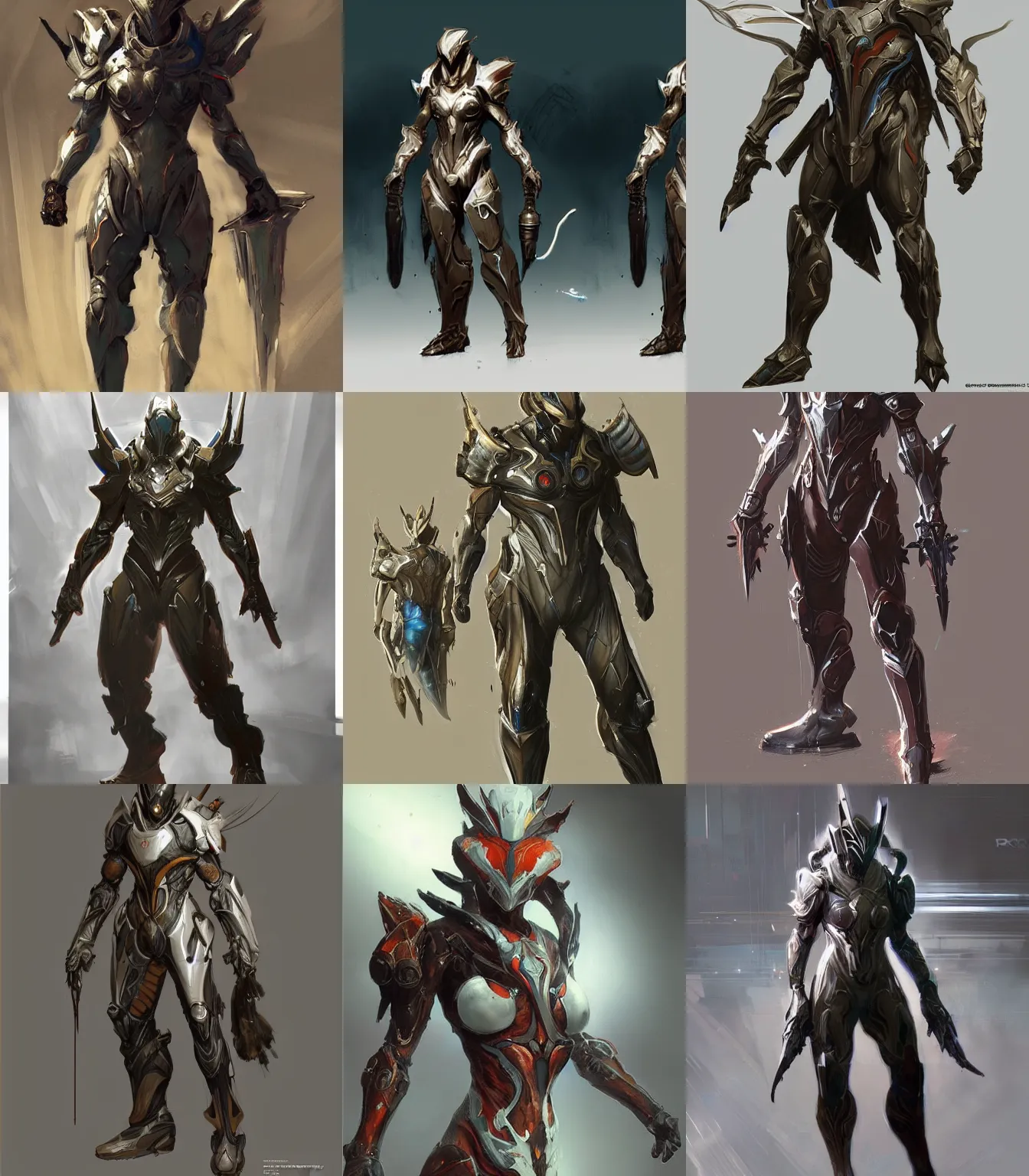 Prompt: Warframe video game armor concept art, muted colors, intricate painting, by Craig Mullins, artstation, hyper detailed, cinematic