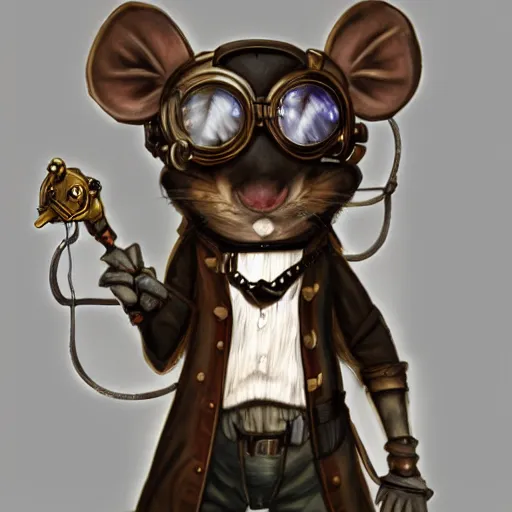 Image similar to a rat with steampunk googles, by Artstation