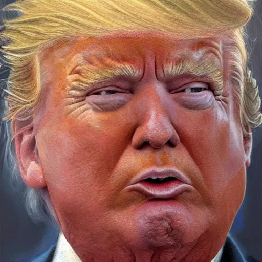 Prompt: a perfect, realistic professional oil painting in classicism style, of Donald Trump crying inside an american prison, close-up, by a really great American senior artist on ArtStation, a high-quality Hollywood-style concept, scary, dark