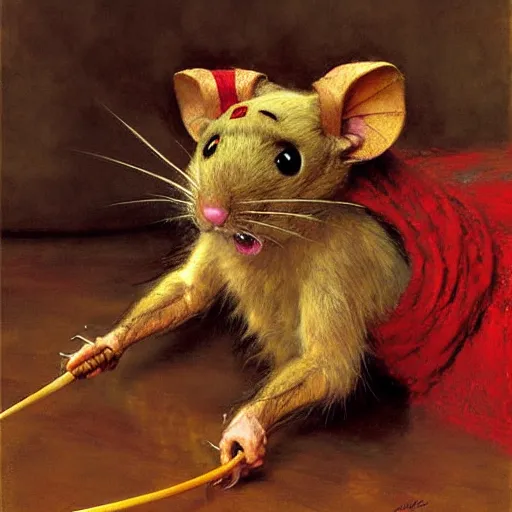 Prompt: furry splinter ninja rat wearing a red kimono hairy furry body furry arms feet. highly detailed painting by gaston bussiere craig mullins jc leyendecker gustav klimt artgerm greg rutkowski