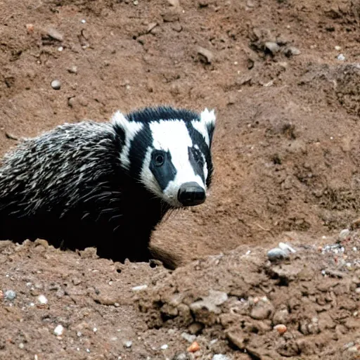 Prompt: A badger assaying in a large mine.