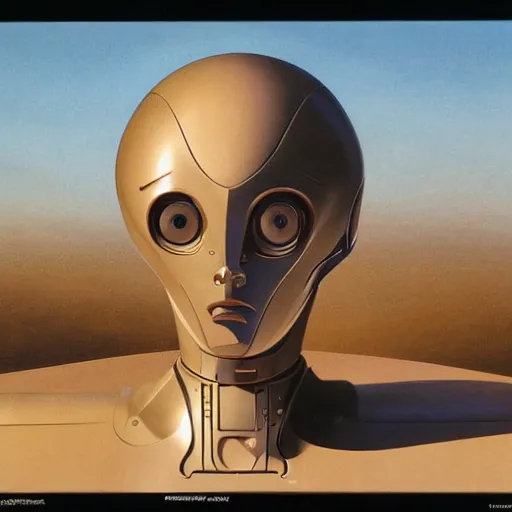 Image similar to detailed face of a synthetic sentient super - intelligent humanoid with eyes warming up, rammed earth courtyard, cool skydome, fresh atmosphere, ambient, rick guidice, syd mead, hajime sorayama