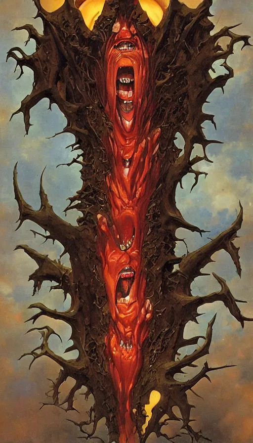 Image similar to a storm vortex made of many demonic eyes and teeth, by thomas blackshear